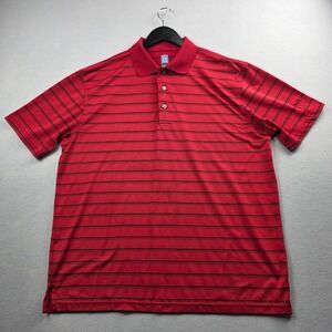 PGA Tour Mens Red Black Striped Short Sleeve Golf Polo Shirt Large L